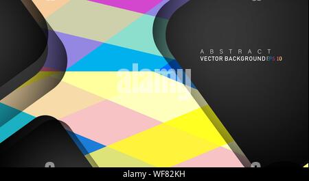 Colorful geometric vector backgrounds that overlap layers on black space for text and background designs Stock Vector