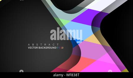 Colorful geometric vector backgrounds that overlap layers on black space for text and background designs Stock Vector