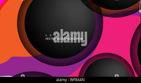 Colorful geometric vector backgrounds that overlap layers on black space circle for text and background designs Stock Vector