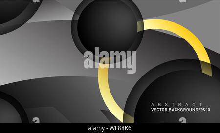 Vector background design that overlaps with gold ring color gradients on black space circles for text and background design Stock Vector