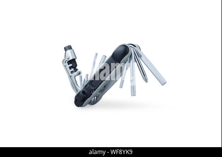 Bicycle multi-function tool with integrated chain tool and tyre levers Stock Photo