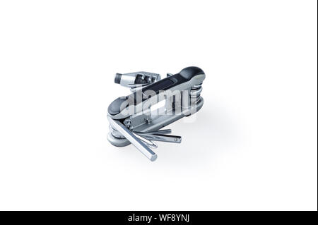 Bicycle multi-function tool with integrated chain tool and tyre levers Stock Photo