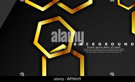 Vector background design that overlaps with hexagon gold color ...