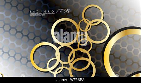 Abstract vector background with luxurious shiny gold circles pattern. Vector illustration for any background Stock Vector