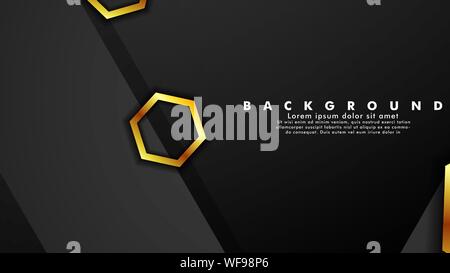 Vector background design that overlaps with hexagon gold color ...