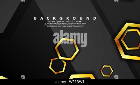 Vector background design that overlaps with hexagon gold color ...