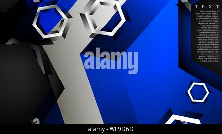 Vector hexagon overlaps and blue color for background, space for text ...