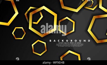 Vector background design that overlaps with hexagon gold color ...