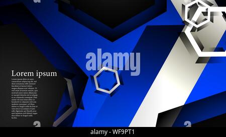 Vector hexagon overlaps and blue color for background, space for text ...