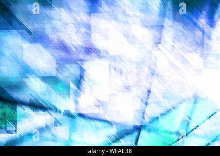 Abstract background in cold winter tones of turquoise, blue and purple. Geometric blurred effect with space for text. Suitable for Christmas and New Y Stock Photo