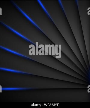Blue light line shadow dark grey luxury background Stock Vector