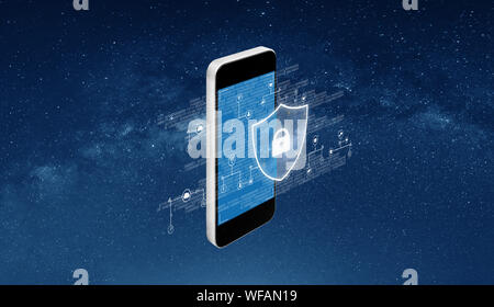 Digital data security and mobile phone security technology Stock Photo