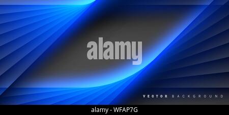 Blue light line shadow dark grey luxury background Stock Vector