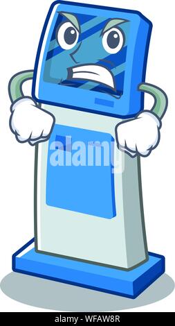 Angry information digital kiosk isolated in the mascot Stock Vector