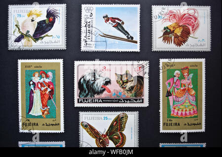 Postage stamps from Fujeira Stock Photo