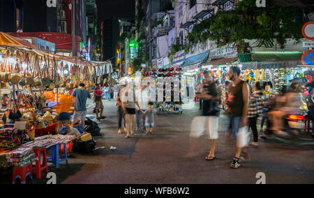 Open air restaurants and tourist markets in Hanoi, Vietnam. Stock Photo