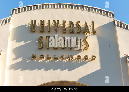 LA, USA - 2nd November 2018: The entrance and logo at Universal Studios Hollywood, LA, USA Stock Photo