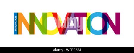 INNOVATION. Color colorful banner, lowercase letters, simple design Stock Vector