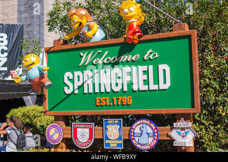 LA, USA - 2nd November 2018: Simpsons Springfield Sign at Universal Studios Hollywood, LA, USA Stock Photo