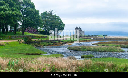 Castle ruin and Inlet at Lochranza, Isle of Arran, Scotland, United Kingdom Stock Photo