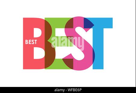 BEST. Color colorful banner, lowercase letters, simple design Stock Vector