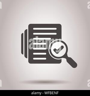 Audit document icon in flat style. Result report vector illustration on isolated background. Verification control business concept. Stock Vector