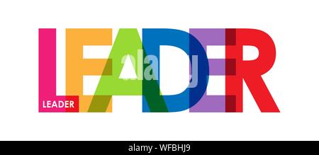 LEADER. Colorful color banner, lowercase letters, simple design Stock Vector