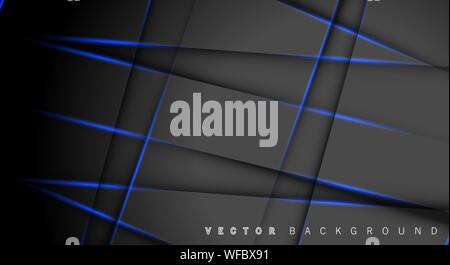 Blue light line shadow dark grey luxury background Stock Vector