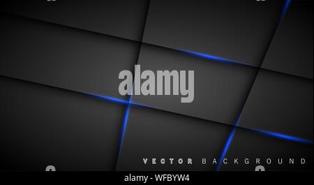 Blue light line shadow dark grey luxury background Stock Vector