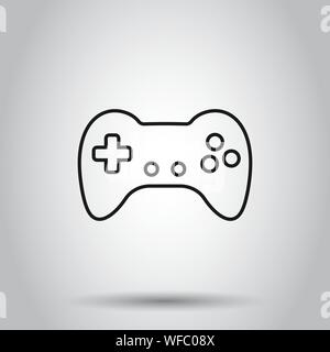 Joystick sign icon in flat style. Gamepad vector illustration on isolated background. Gaming console controller business concept. Stock Vector