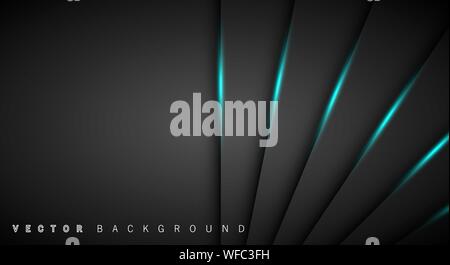 Blue light line shadow dark grey luxury background Stock Vector