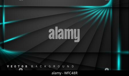 Blue light line shadow dark grey luxury background Stock Vector