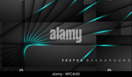 Blue light line shadow dark grey luxury background Stock Vector