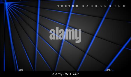 Blue light line shadow dark grey luxury background Stock Vector