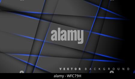 Blue light line shadow dark grey luxury background Stock Vector
