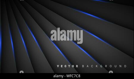 Blue light line shadow dark grey luxury background Stock Vector