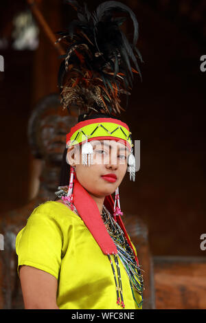 Portrait of a Garo Tribe women in Hornbill Festival, Nagaland, India Stock Photo