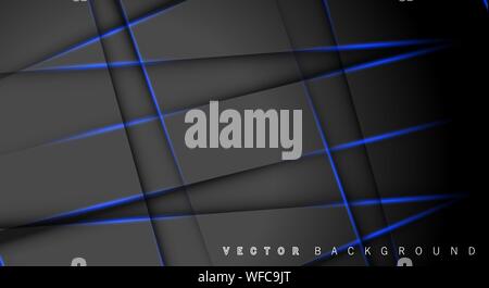 Blue light line shadow dark grey luxury background Stock Vector