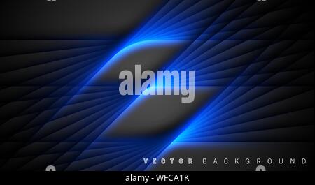 Blue light line shadow dark grey luxury background Stock Vector