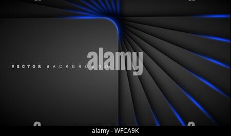 Blue light line shadow dark grey luxury background Stock Vector