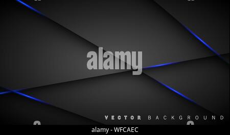 Blue light line shadow dark grey luxury background Stock Vector