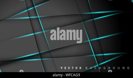 Blue light line shadow dark grey luxury background Stock Vector
