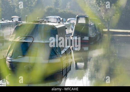 canal boat on british water holiday Stock Photo