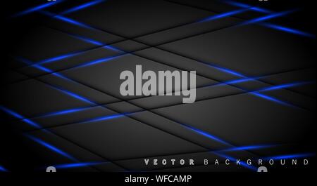 Blue light line shadow dark grey luxury background Stock Vector