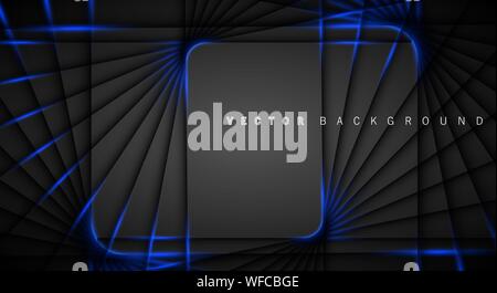 Blue light line shadow dark grey luxury background Stock Vector