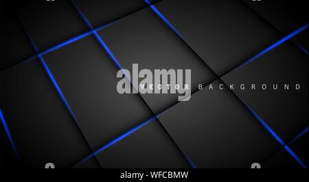 Blue light line shadow dark grey luxury background Stock Vector