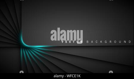 Blue light line shadow dark grey luxury background Stock Vector