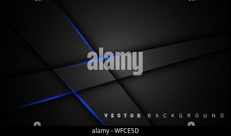 Blue light line shadow dark grey luxury background Stock Vector