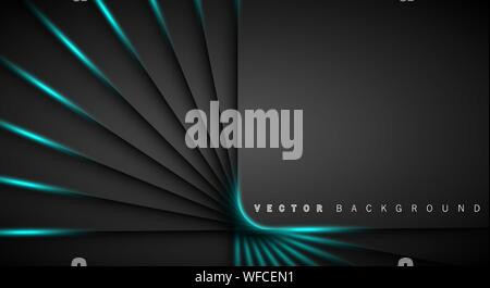 Blue light line shadow dark grey luxury background Stock Vector