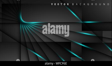 Blue light line shadow dark grey luxury background Stock Vector